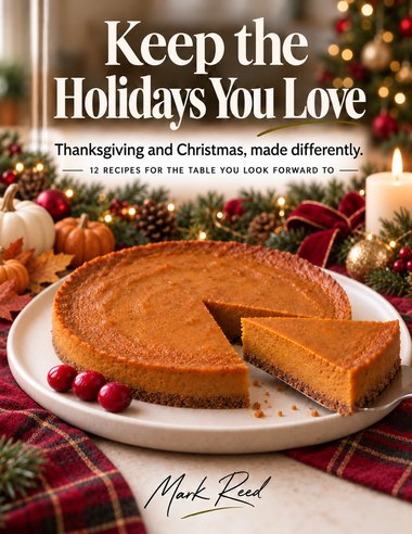 Cover of Keep the Holidays You Love by Mark Reed: a pumpkin pie with one slice cut.